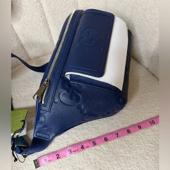 Gucci Blue Leather GG Embossed Belt Bag Crossbody Waist bag - Picture 6 of 10